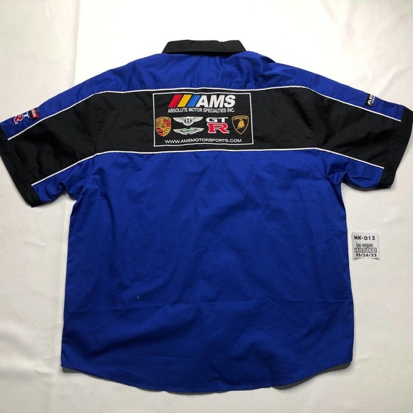 AMS Motorsports GTR Bently Lamborghini Porsche Mechanic Button Shirt Men XXL 2XL - Picture 10 of 12
